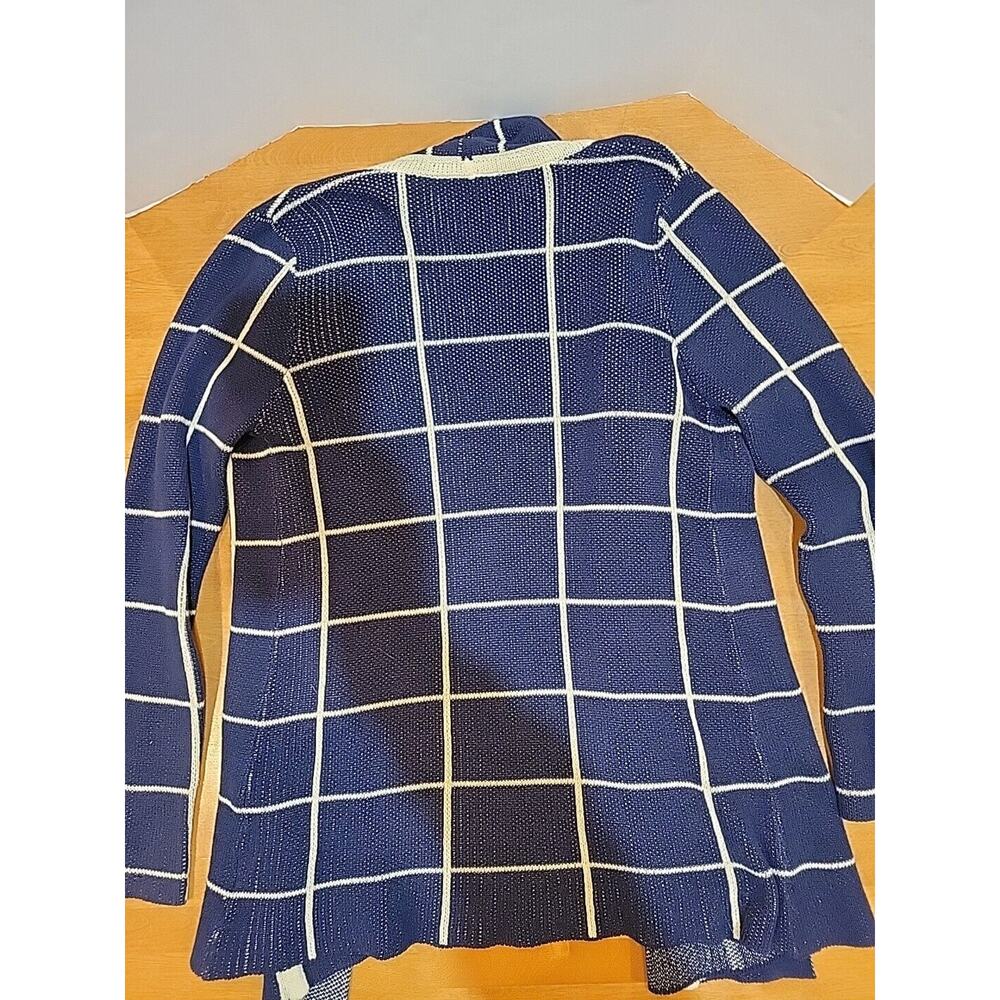 ModCloth Simply Snuggly Navy And White Plaid Open Cardigan Women’s Size M - Picture 8 of 8